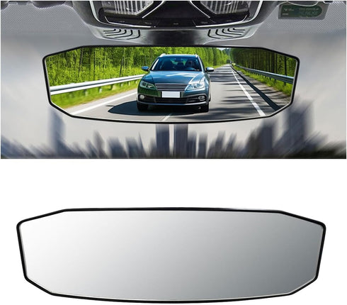 12 Inch Wide Angle Rear View Mirror, Interior Clip on Convex Rear View Mirror, Anti Glare, Clear Tint, Largest Panoramic Lengthened Widened No Bli...