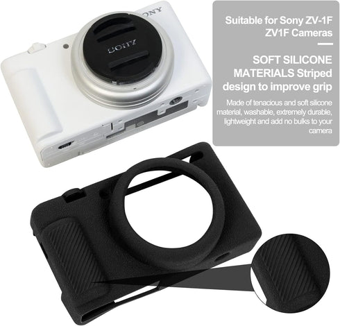 ZV-1F Camera Case, Soft Silicone Rubber Protective Cover Skin for Sony ZV1F/ZV-1 II/ZV-1M2/ZV-1 Mark II Vlog Camera, Slim Fit Body Skin DSLR Camer...
