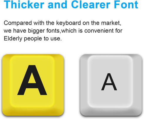 Large Print Computer Keyboard, Wired USB High Contrast Keyboard with Oversized Print Letters for Visually Impaired Low Vision Individuals (Yellow+...