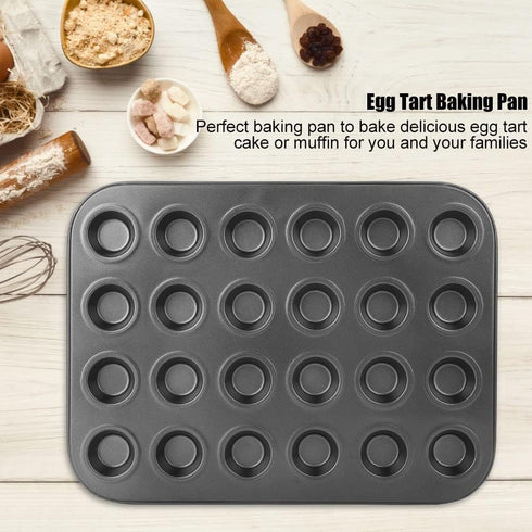 Muffin Pans, 24 Cups Nonstick Steel Cupcake Pan Muffin Baking Pan Bakeware Muffin Tin Black Cupcake Tray Mini Muffin Tins for Baking...