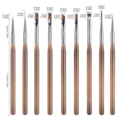 9pcs Nail Art Brush Set Nail Dotting Tools Nail Art Design Brushes Gel Polish Nail Polish Brushes 3D Nail Art Decorations Brush Nail Art Drawing P...