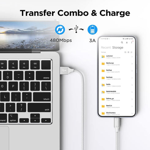 etguuds White USB C Cable 3.3ft Fast Charging, 2-Pack Type C Cable Braided USB to USB C Cable Compatible with Samsung Galaxy S23 S22 S21 S20 S10 S...