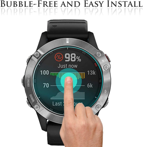 Orzero (3 Pack) Screen Protector Compatible for Garmin Fenix 6/6 Sapphire / 6 Pro / 6 Pro Solar/Forerunner 165/165 music Tempered Glass 2.5D Arc E...
