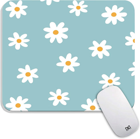 Square Mouse Pad Little Daisy,Personalized Premium-Textured Custom Mouse Mat Design,Washable Mousepad Lycra Cloth,Non-Slip Rubber Base Computer Mo...