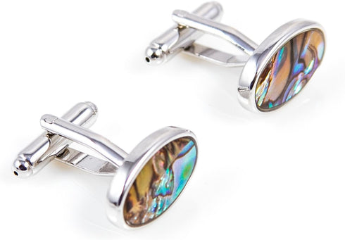 Abalone Oval Pair Cufflinks in a Presentation Gift Box & Polishing Cloth...