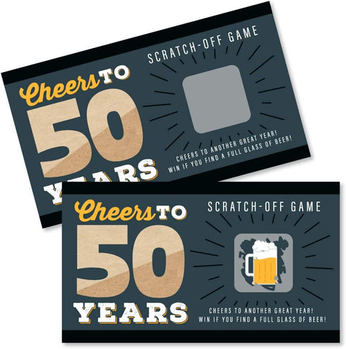 Big Dot of Happiness Cheers and Beers to 50 Years - 50th Birthday Party Game Scratch Off Cards - 22 Count...