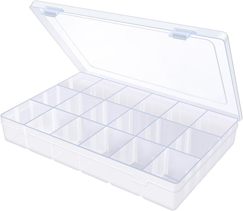 2Pack 18 Grids Craft Organizers and Storage Bead Organizer Tackle Box Organizer with Adjustable Divider, Plastic, Clear...