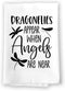 Honey Dew Gifts, Dragonflies Appear When Angels are Near, Dragonfly Kitchen Towels, Memorial, Bereavement and Sympathy Gift Ideas, 27 inch by 27 i...