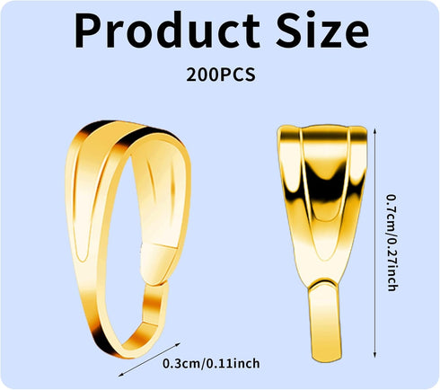 200 Pcs Pinch Bail for Jewelry Making, Pinch Bails for Pendants Necklace Pendant Clasps Connectors Pinch Clip for for Necklace Dangle Charm DIY Cr...