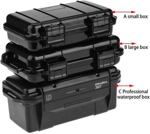 Tbest Organizer Box Heavy Duty,Outdoor Waterproof Shockproof Airtight Survival Box Storage Container Case Carry Box Black Dry Storage Box for Fish...