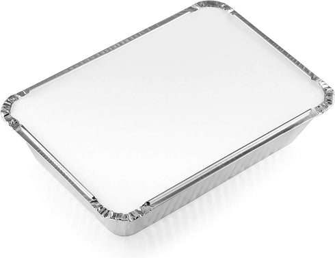 DecorRack 14 Aluminum Pan Disposable with Flat Board Lids, 2.25 Lb Heavy Duty Rectangular Tin Foil Pans, Perfect for Reheating Leftover Food, Baki...