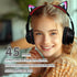 Headphones Cat Ear Wireless Bluetooth 5.3 60H Over Ear, 8H with Led Light Foldable Music Gaming Headset with Aux 3.5mm Mic for Game Pad Tablet Lap...