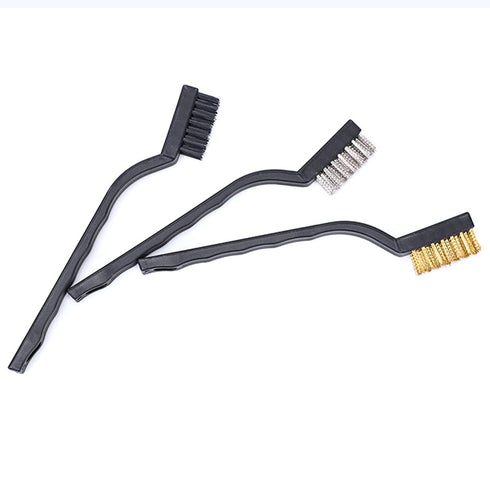 3Pcs Mini Wire Brush Set for Cleaning and Rust Removing, 7 Inch Industrial Wire Brushes of Stainless Steel/Nylon/Brass Bristles...