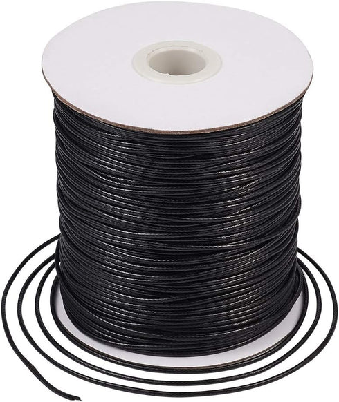 Craftdady 175 Yards 1.5mm Waxed Polyester Beading Cord String for Braided Macrame Bracelet Jewelry Making (Black)...