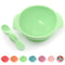 PrimaStella Unbreakable Silicone Non-Slip Bowl and Chew Spoon Set for Babies and Toddlers (Green)...