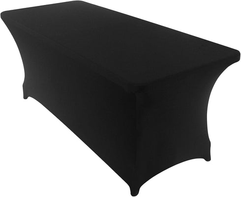 Peomeise 6FT Spandex Table Cover Rectangular Stretch Spandex Tablecloth (Black,6FT)...