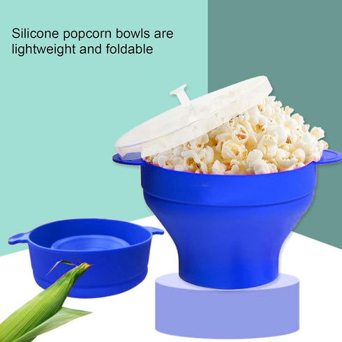 Popcorn Maker, Microwave Silicone Popcorn Popper with Lid and Handles Hot Air Big Size Collapsible Bowl Dishwasher Red High Temperature Resistance...