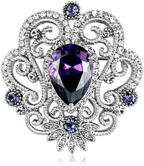 Crown Cubic Zirconia Brooch Pin for Women Wedding Clothing Bouquet Accessory-Purple...