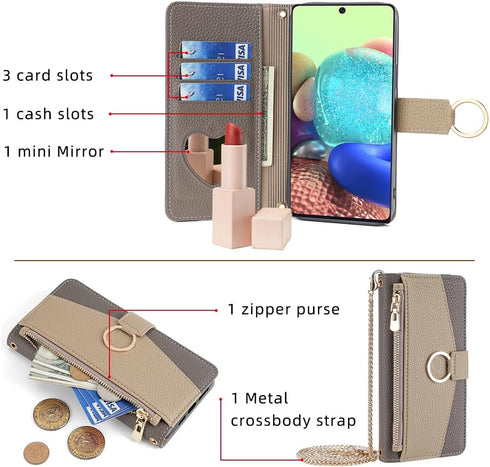 Asuwish Phone Case for Samsung Galaxy A71 5G Wallet Cover with Screen Protector and Mirror PU Leather Flip Cover Ring Credit Card Holder Crossbody...
