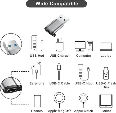 USB C to USB Adapter 6 Pack,USB to USB C Adapter,USB to C Adapter,USB to USBC-C Adapter,USB to USB C,USB C to USB Charger Cable Converter for iPho...