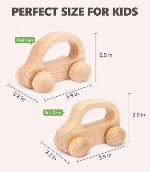 Wooden Baby Cars Toys, 2 PCS Wooden Cars for Toddlers 1-3, Montessori Toys for Babies 0-6-12 Months, Boy Nursery Neutral Nursery Decor Wood Toy Wo...