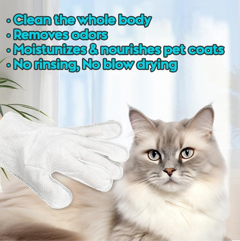 Cleaning Glove for Dog and Cat, Wipes Gloves for Dog and Cat Fur Face, Ear, Eye, Paws Cleaning Wipes Pet Wash Free Gloves, Grooming Wipes for Pet ...