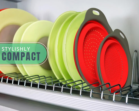 Ultimate Kitchen Strainers Set of 2 - Collapsible Silicone Colanders For Easy Storage by Comfify - Use with Pasta & Veggies or as a Fruit or Berry...
