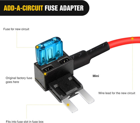 Nilight Fuse Holder Add-a-circuit Fuse TAP Adapter Mini ATM APM Blade Fuse Holder-10 Pack , 2 years Warranty...
