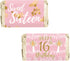 Pink and Gold Sweet 16 Birthday Party Mini Chocolate Candy Bar Wrappers, Pink Sweet Sixteen Party Favor Stickers - 42 Count...