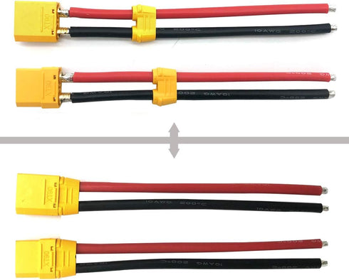 3 Pairs Amass XT90H XT90 Wire XT 90 Plug Male and Female Connector 150mm 10AWG Silicon Wire for RC Lipo Battery FPV Racing Drone...
