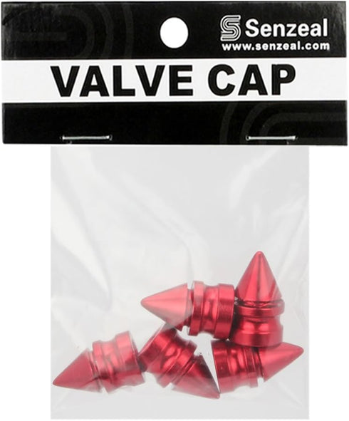 Senzeal 5X Impale Spike Style Polished Aluminum Alloy Tire Valve Caps Red...