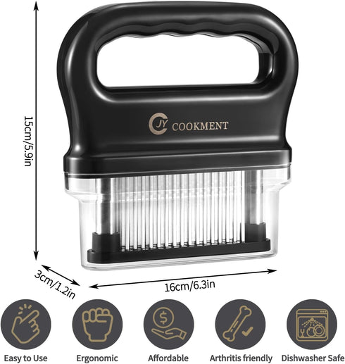 JY COOKMENT Meat Tenderizer with 48 Stainless Steel Ultra Sharp Needle Blades, Kitchen Cooking Tool Best for Tenderizing, BBQ, Marinade...