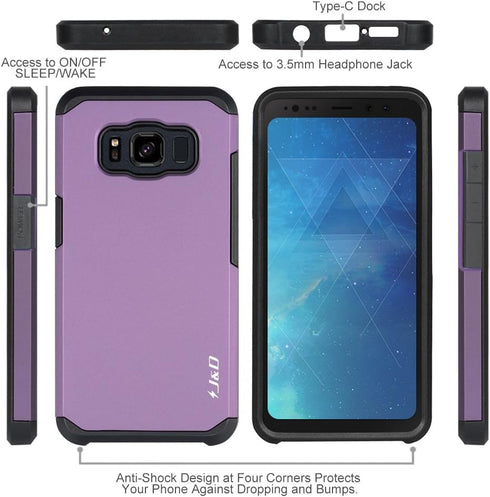 J&D Heavy Duty Dual Layer Hybrid Shock Proof Protective Rugged Bumper Case for Samsung Galaxy S8 Active, Purple...