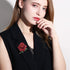 Rhinestone Rose Flower Brooch Pin for Women Men Fashion Red Green Crystal Big Leaf Brooch Lapel Pins Elegant Dress Accessories Jewelry Boutonniere...