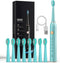 USB Rechargeable Sonic Electric Toothbrush for Adults Powered Motor Soft Dupont Brush Heads 2 Minutes Timer 5 Modes Teeth Whitening, Green...