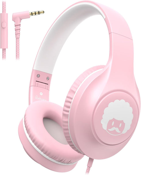 rockpapa C24 On-Ear Wired Headphones with Microphone,Lightweight Foldable Corded Headphones with No-Tangle Cord of 3.5mm Jack,Stereo Bass Headphon...