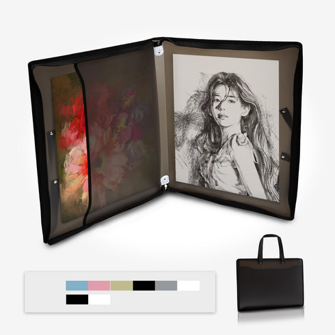 Art Bag Art Portfolio Bags (17.3 * 13.8inches) Storage Books for Art Portfolio Folder, Posters Storage Bag with Zipper and Handle Mesh Folder Orga...