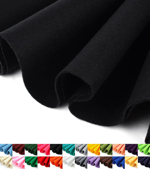 | Felt Fabric | 72" Wide | 1.6mm Thick | Acrylic & Soft | Felt by The Yard | Felt for DIY Crafts, Projects, Sewing (Black, 1 Yard)...