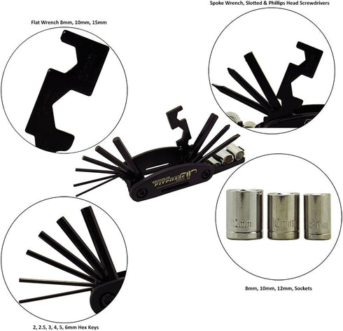 Pit Posse PP2828 Folding Metric Repair Tool Set Kit - Motorcycle Bike Bicycle Cycling Mechanic Portable Multi Functional...