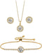 UDYLGOON Round Earrings Necklace Bracelet Jewelry Set For Women Bridal Bridesmaid Wedding Party Prom Daily...