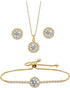 UDYLGOON Round Earrings Necklace Bracelet Jewelry Set For Women Bridal Bridesmaid Wedding Party Prom Daily...