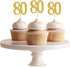 Donoter 50pcs 80th Cupcake Toppers Gold Glitter Number 80 Cake Picks for Birthday Anniversary Party Decoration...
