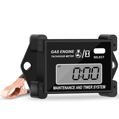 Digital Tachometer Small Engine Tach Hour Meter, Inductive Tacho Gauge, Total Time, Job Timer, RPM Meter, for Snowmobile Skis Motor Bike Go Kart L...