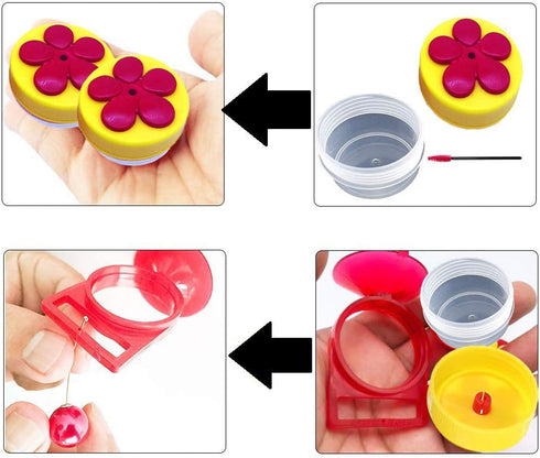 Hummingbird Feeder Red Flower Small Bird Feeders Plastic Garden Tool with Perch...