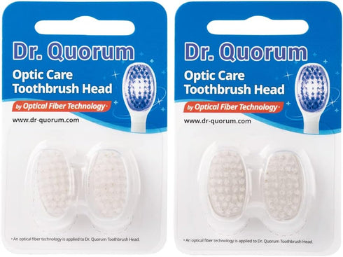 Optic Care Toothbrush Head 4 pcs(2 pcs X 2 packs), Toothbrush Head for Dr. Quorum Optic Care Electric Toothbrush, Fiber Optic Bristles...