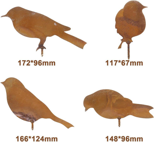 4Pcs Rusty Metal Birds Rusty Birds Decoration Simulation Metal Bird Figurine for Garden Ornaments Home Decor Silhouette Outdoor...