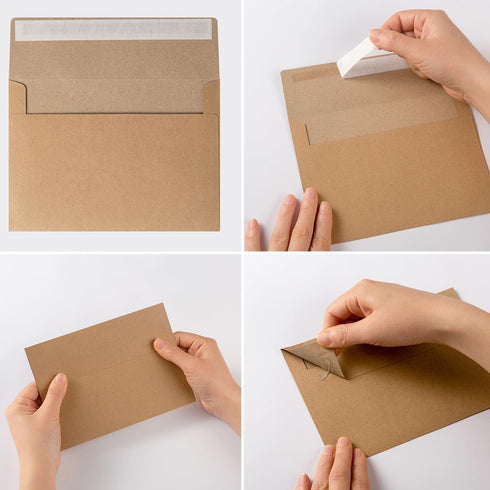 50 Pack 5 x 7 Envelopes Brown Self Seal for Wedding, Party Invitations, Greeting Cards, Announcements, Photos, 5.24 x 7.21 Inches (Brown)...