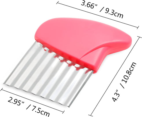 Luomorgo Stainless Steel Potato Crinkle Cutter Knife Carrot Wavy Knife French Fry Slicer Vegetable Wavy Chopper Knife, Pink...