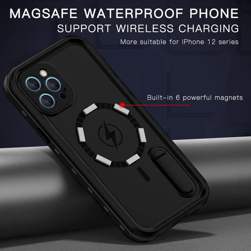 Compatible with iPhone 12 Pro Max Waterproof Case, Work with MagSafe Charging, Full Body Rugged Case with Built-in Screen Protector Military Grade...
