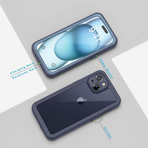 Lanhiem for iPhone 15 Case, IP68 Waterproof Dustproof Shockproof Cases with Built-in Screen Protector, 360 Full Body Protective Heavy Duty Rugged ...
